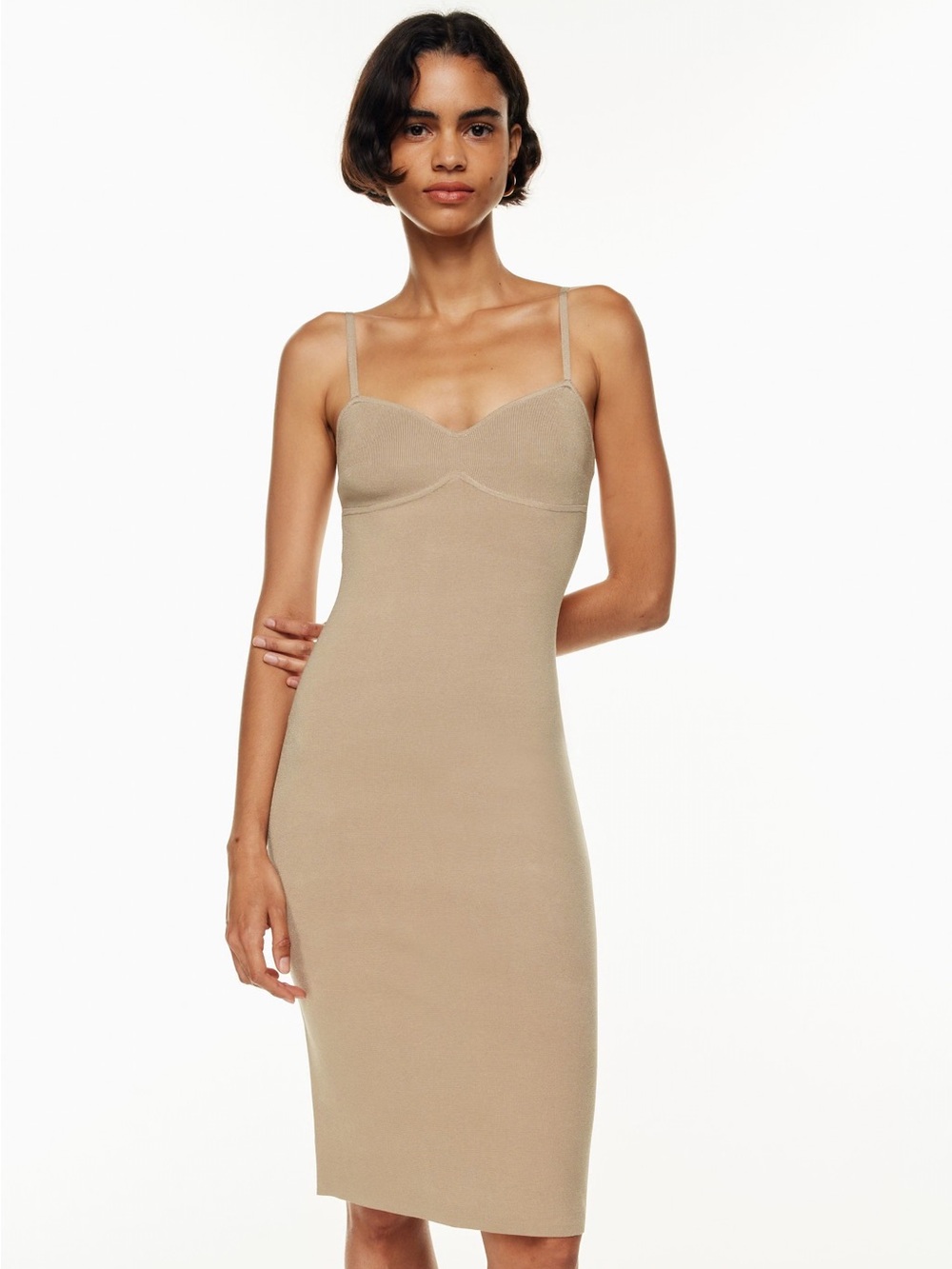 Aritzia Lariat Dress - Sleek Nude Bodycon Slip Dress with Adjustable Straps